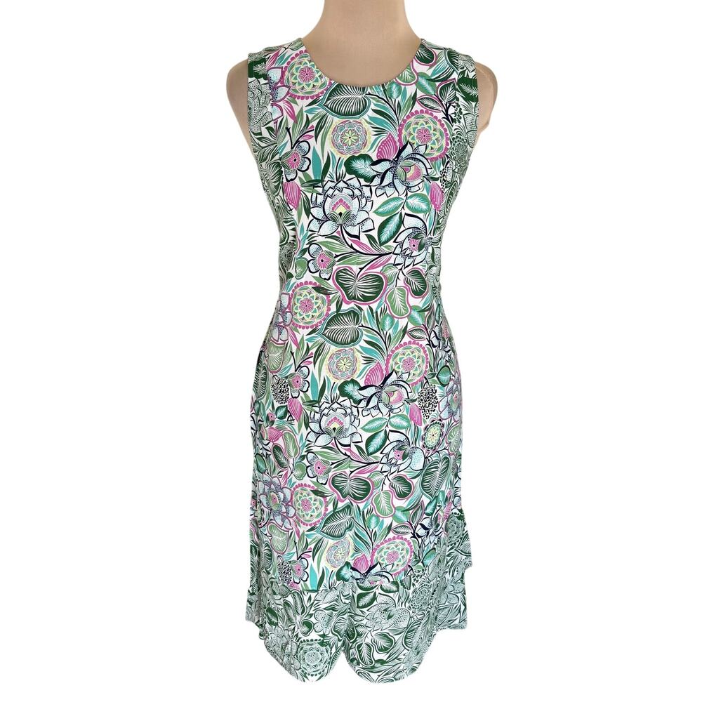J. Jill Tropical Floral Sleeveless Midi Dress Cottage Coastal Feminine Preppy S